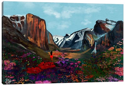 Mountains And Flowers Canvas Art Print - Darla Ferrara
