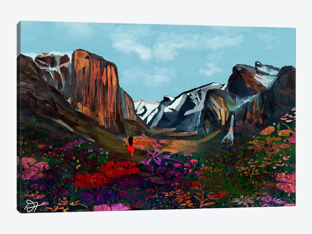 Mountains And Flowers by Darla Ferrara 1-piece Canvas Artwork