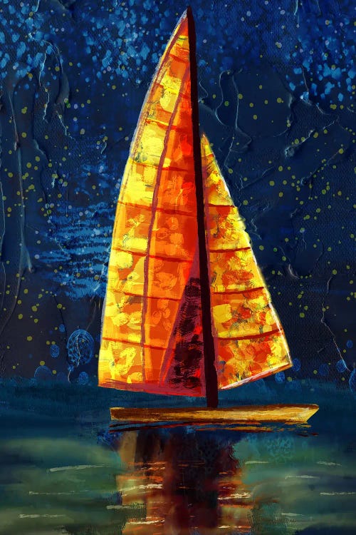 Orange Sailboat by Darla Ferrara wall art