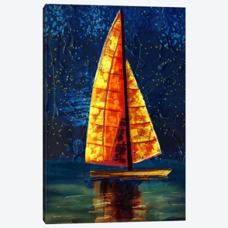Orange Sailboat Canvas Print #DFR41} by Darla Ferrara Art Print