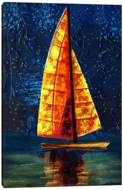 Orange Sailboat Canvas Art Print - Darla Ferrara