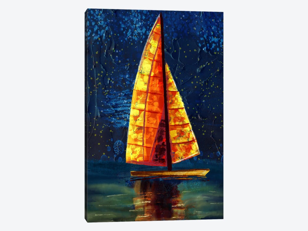 Orange Sailboat by Darla Ferrara 1-piece Canvas Art