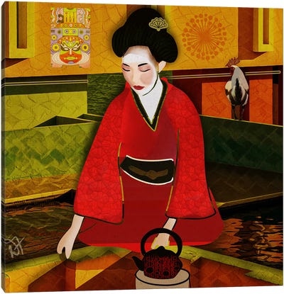 Tea With Geisha Canvas Art Print - Tea Art