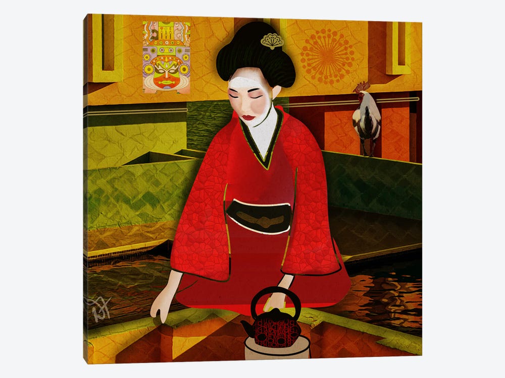 Tea With Geisha by Darla Ferrara 1-piece Canvas Artwork