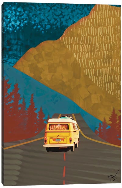 Yellow Van Canvas Art Print - Volkswagen