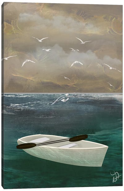 Seagulls Canvas Art Print - Rowboat Art