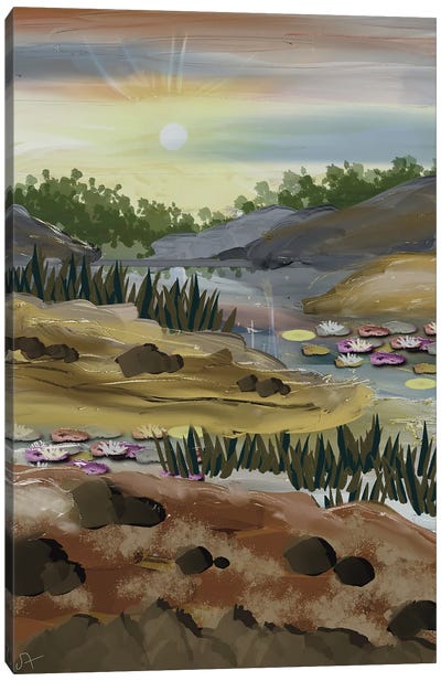 Sun Over River Canvas Art Print - Darla Ferrara