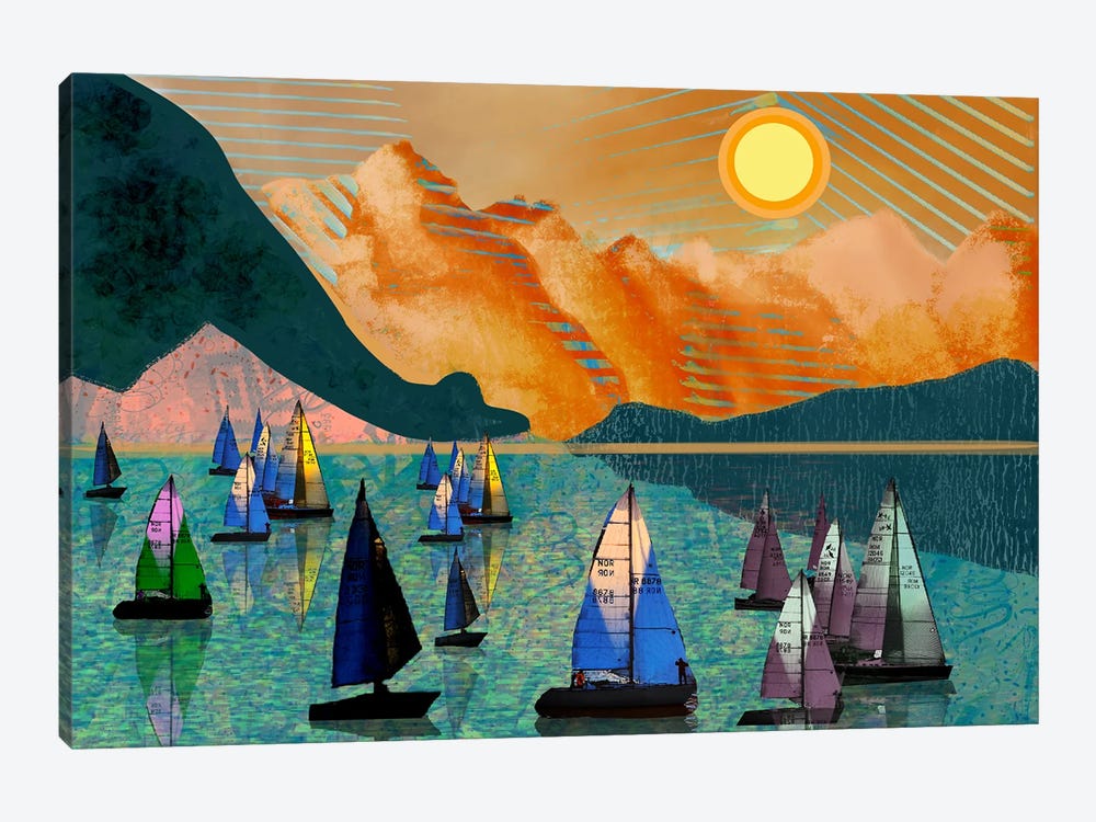 Sailboats by Darla Ferrara 1-piece Canvas Artwork
