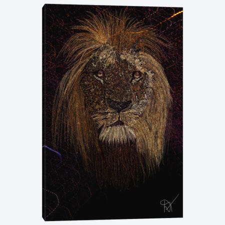 Lion In Gold Canvas Print #DFR60} by Darla Ferrara Canvas Art Print