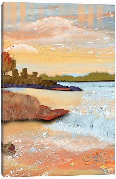 Warm Stream Canvas Art Print - Pantone 2024 Peach Fuzz