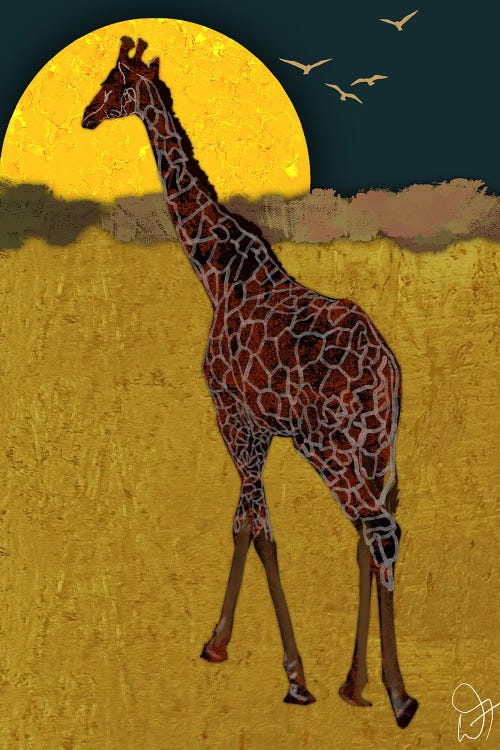 Giraffe In The Moon Light