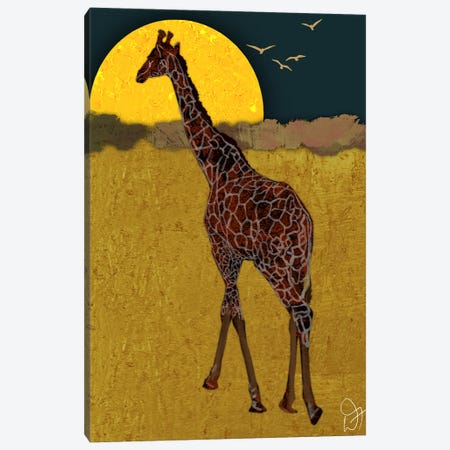 Giraffe In The Moon Light Canvas Print #DFR62} by Darla Ferrara Canvas Print