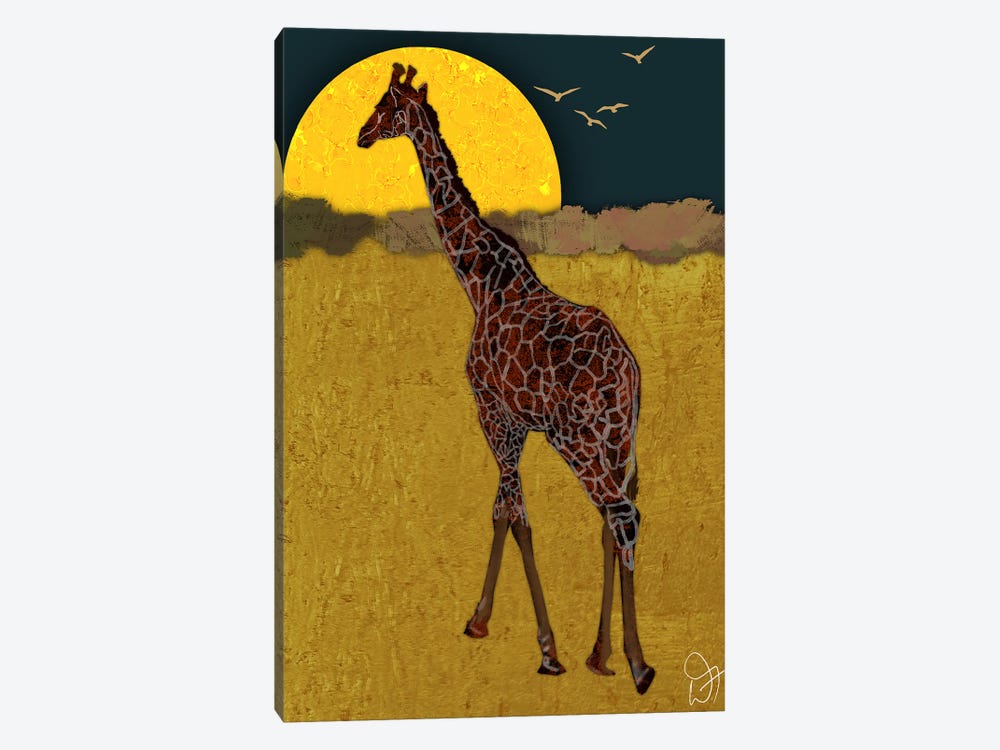 Giraffe In The Moon Light by Darla Ferrara 1-piece Canvas Art Print