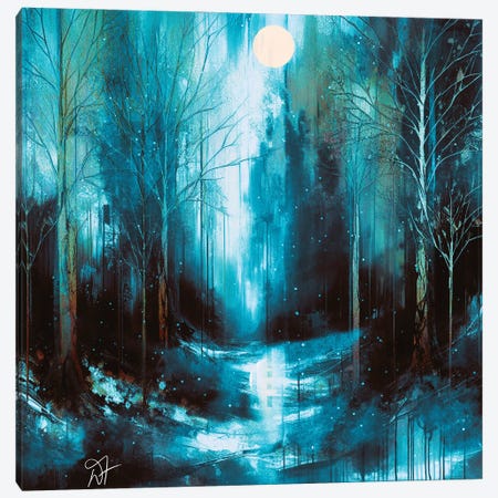 Snowy Blue Forrest Canvas Print #DFR72} by Darla Ferrara Canvas Artwork