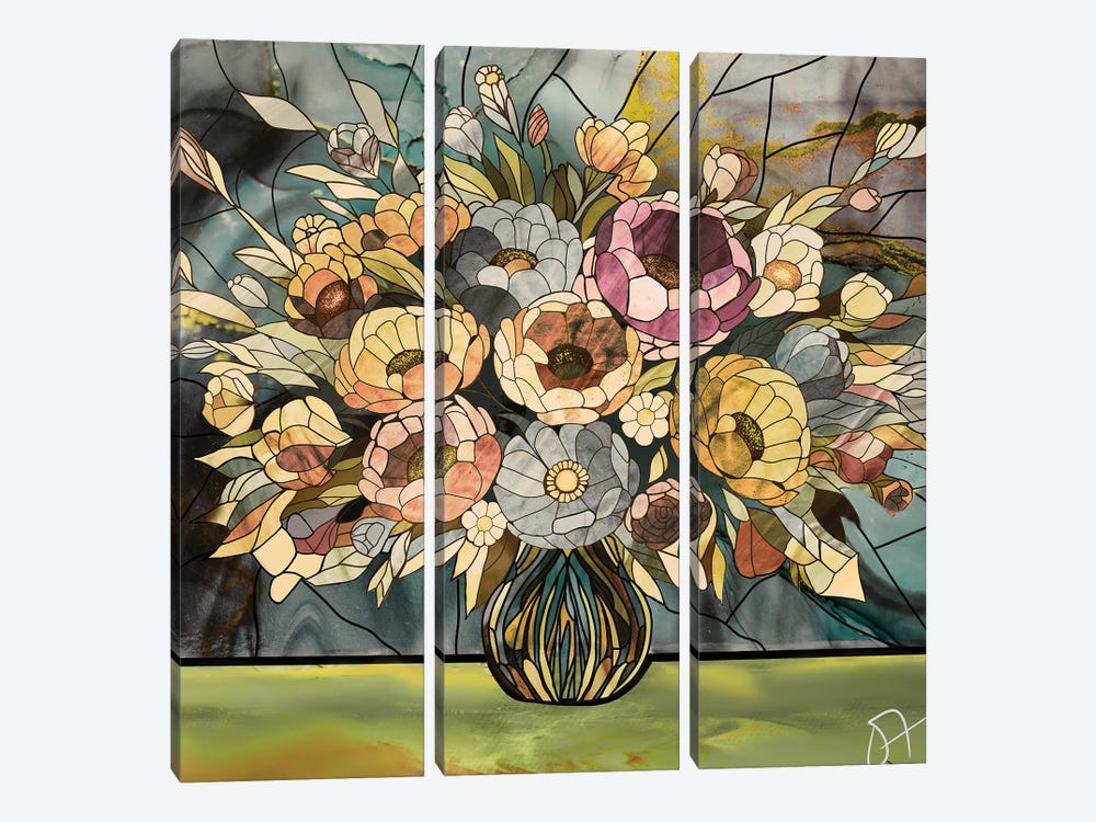 Flowers And Vase by Darla Ferrara 3-piece Art Print