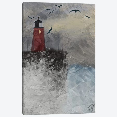 Lighthouse In The Waves Canvas Print #DFR9} by Darla Ferrara Canvas Print