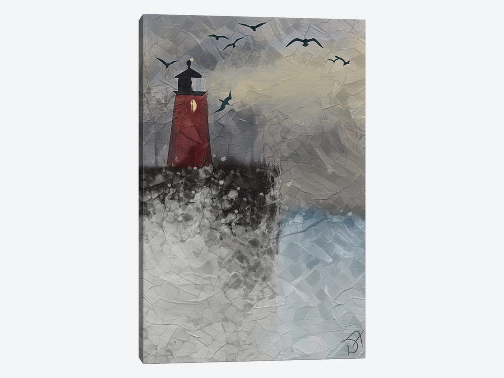 Lighthouse In The Waves by Darla Ferrara 1-piece Canvas Artwork