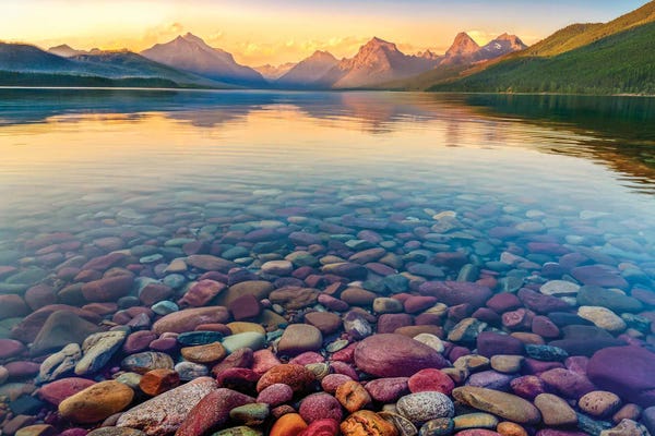 Montana: Glacier National Park Sunset - Colorful Rocks In Lake Mcdonald, Montana by Daniel Forster