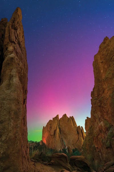 Hyperreal Landscape Photography: Northern Lights Over Garden Of The Gods Park In Colorado Springs by Daniel Forster