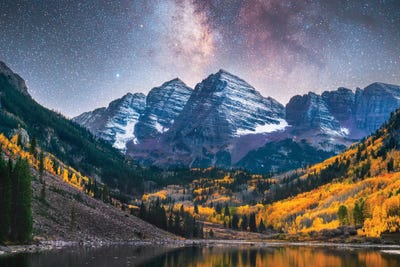 Daniel Forster - Canvas Prints: Maroon Bells Colorado Milky Way Nightscape by Daniel Forster