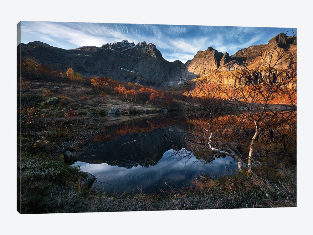 Calm Fall Morning On The Lofoten Islands by Daniel Gastager 1-piece Canvas Wall Art