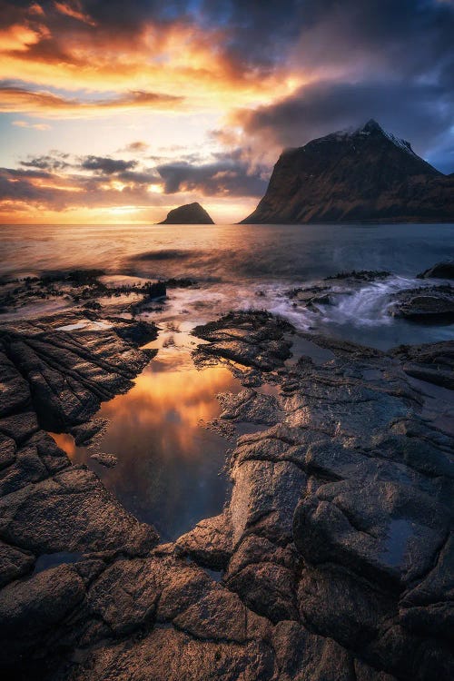 Golden Sunset At Haukland by Daniel Gastager wall art