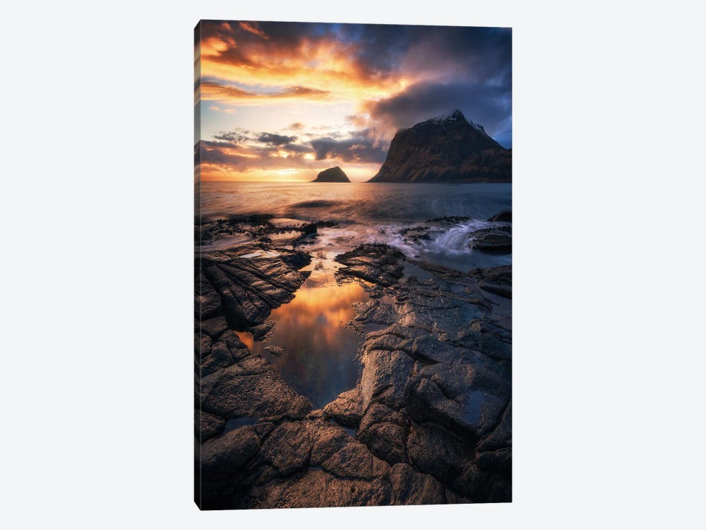 Golden Sunset At Haukland by Daniel Gastager 1-piece Canvas Artwork