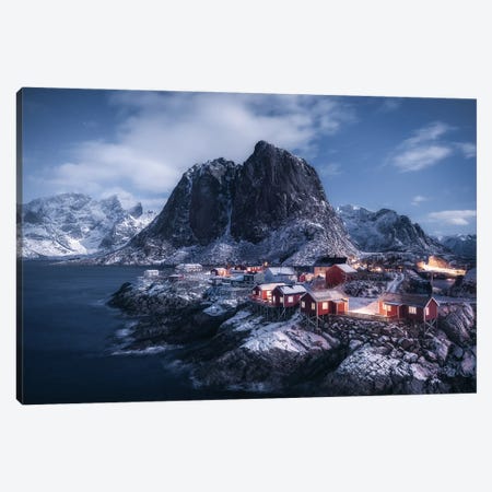Moonlight In Hamnoy Canvas Print #DGG111} by Daniel Gastager Canvas Wall Art