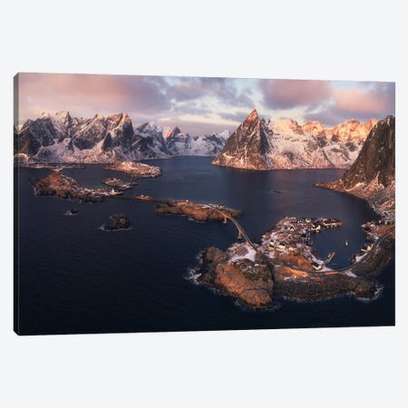 Hamnoy Panorama From Above Canvas Print #DGG112} by Daniel Gastager Canvas Wall Art