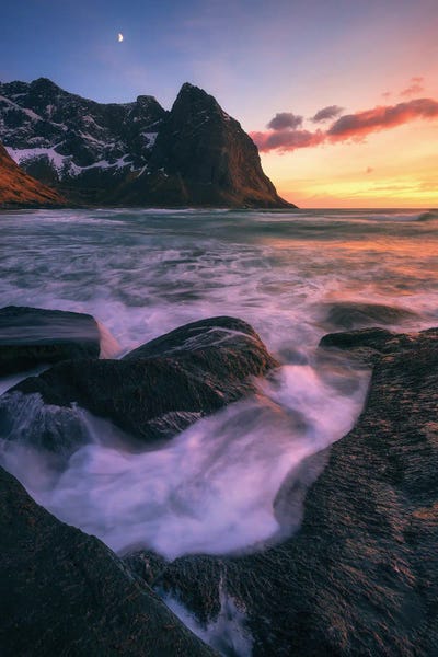 Daniel Gastager: Sunset At Kvalvika Beach by Daniel Gastager