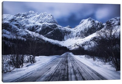 A Mysterious Mountainroad On The Lofoten Islands Canvas Art Print - Norway Art