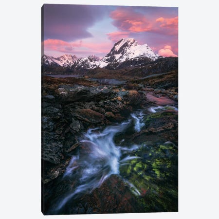 Pink Stormy Sunrise In Northern Norway Canvas Print #DGG119} by Daniel Gastager Canvas Art