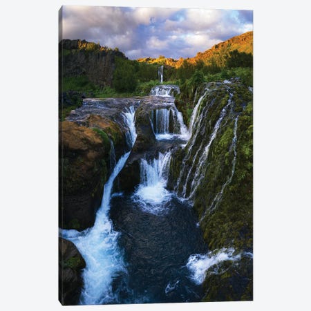 Waterfall Paradise In Iceland Canvas Print #DGG11} by Daniel Gastager Canvas Artwork