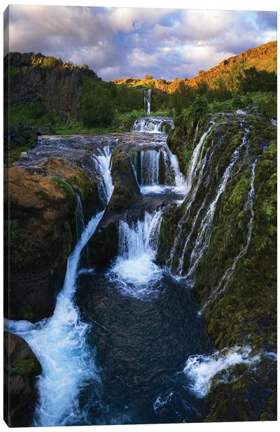 Waterfall Paradise In Iceland Canvas Art Print - Daniel Gastager
