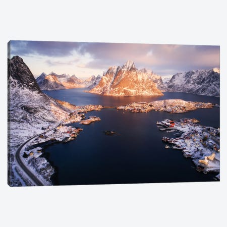 A Winter Morning From Above In Reine Canvas Print #DGG121} by Daniel Gastager Canvas Art Print