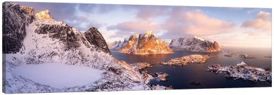 Reine Winter Panorama From Above Canvas Art Print - Daniel Gastager
