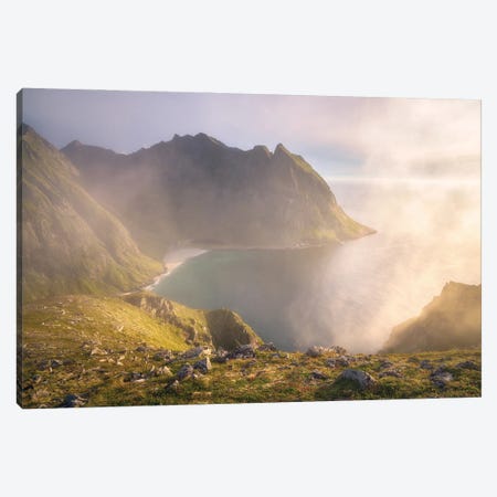 Misty Golden View On The Lofoten Islands Canvas Print #DGG123} by Daniel Gastager Canvas Art Print