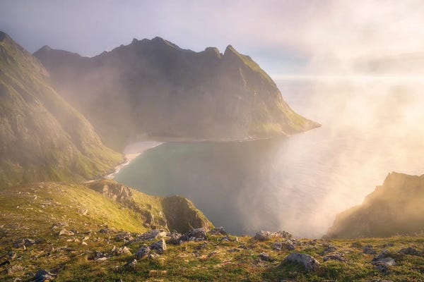 Lofoten: Misty Golden View On The Lofoten Islands by Daniel Gastager
