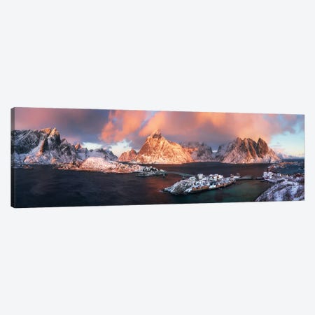 A Winter Sunrise Panorama In Sakrisoy Canvas Print #DGG125} by Daniel Gastager Canvas Wall Art