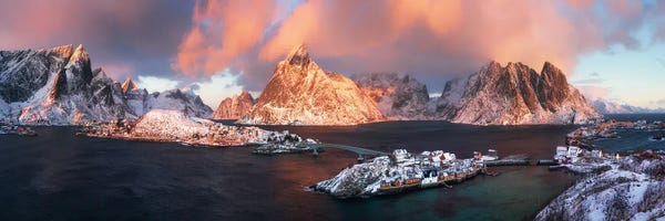 Norway: A Winter Sunrise Panorama In Sakrisoy by Daniel Gastager