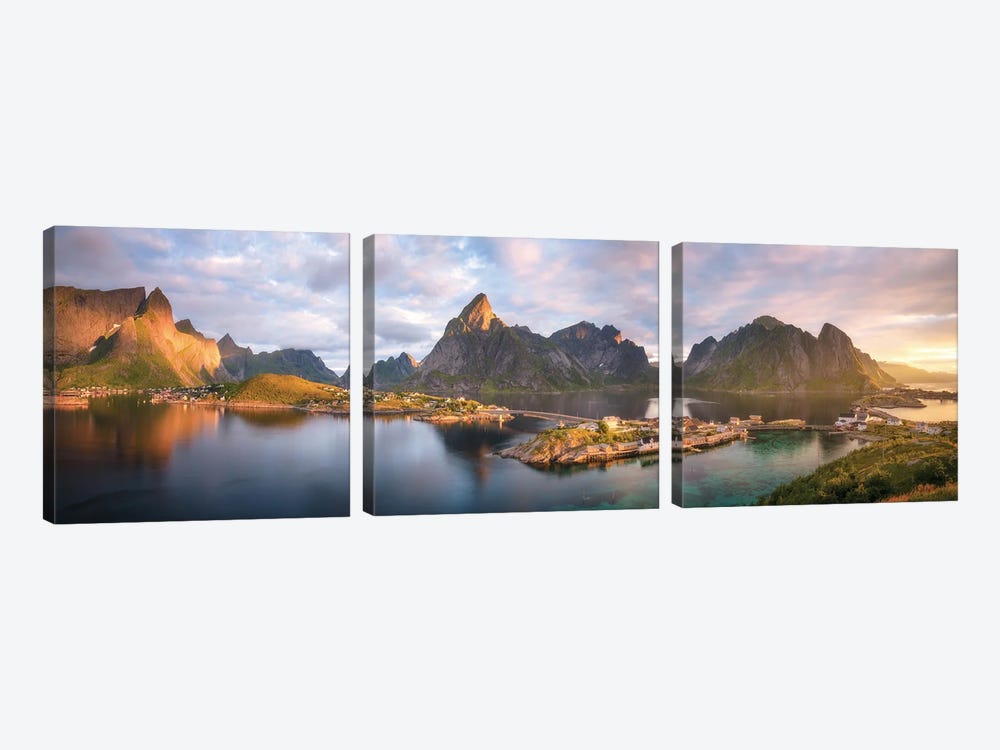 A Summer Sunrise Panorama In Sakrisoy by Daniel Gastager 3-piece Art Print