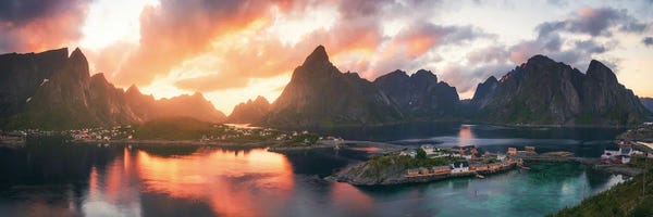 Norway: A Summer Sunset Panorama In Sakrisoy by Daniel Gastager