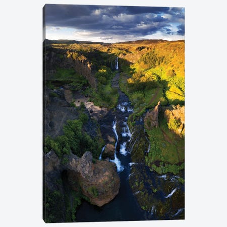 Icelandic Waterfall Paradise From Above Canvas Print #DGG12} by Daniel Gastager Canvas Art