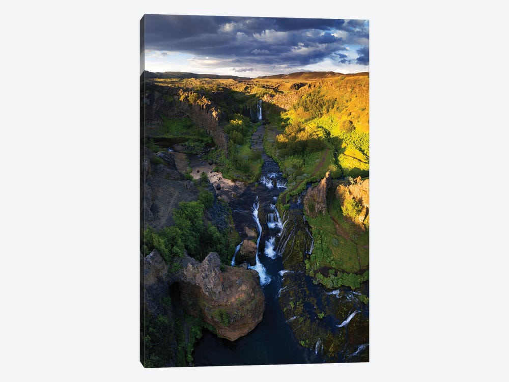 Icelandic Waterfall Paradise From Above by Daniel Gastager 1-piece Canvas Art Print