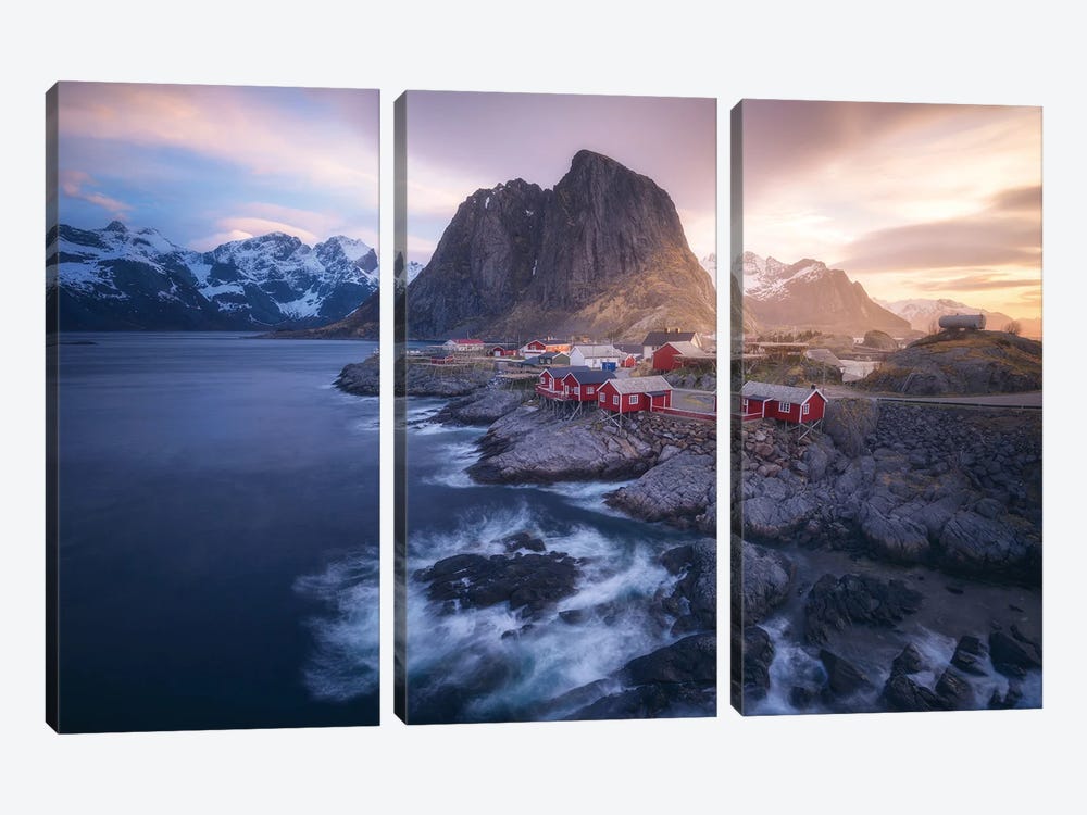 A Stormy Sunrise In Hamnoy by Daniel Gastager 3-piece Canvas Wall Art