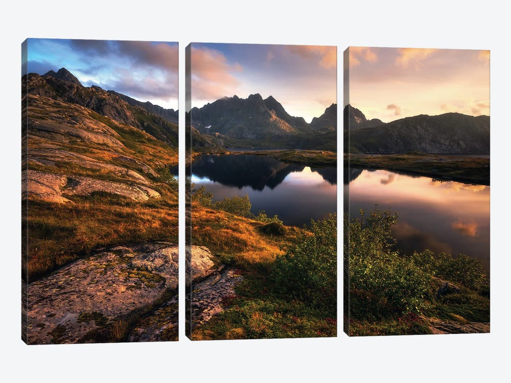 A Golden Summer Evening In Northern Norway by Daniel Gastager 3-piece Canvas Art Print
