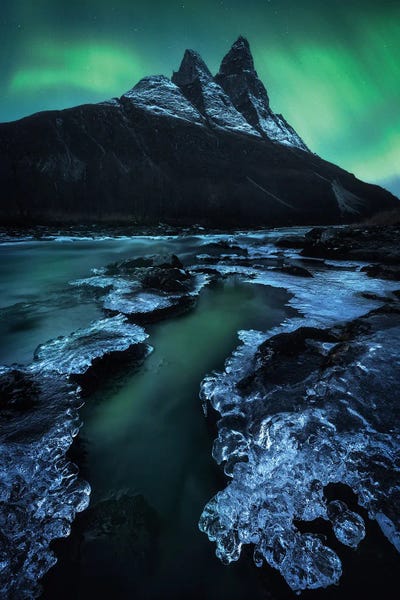 Aurora Borealis Showing Up During A Cold Night In Norway by Daniel Gastager framed wall art