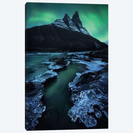 Aurora Borealis Showing Up During A Cold Night In Norway Canvas Print #DGG137} by Daniel Gastager Canvas Art Print