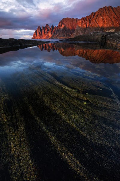 Senja: Red Sunset At The Senja Coastline by Daniel Gastager