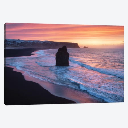 Winter Sunset At The Coast Of Iceland Canvas Print #DGG13} by Daniel Gastager Canvas Artwork